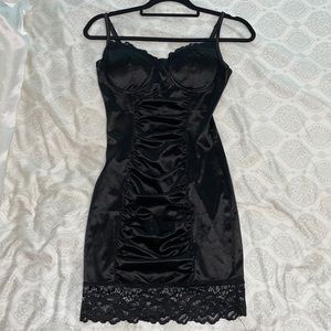 Black satin bodycon dress NEVER WORN - size small